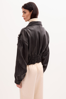 BLACK OVERSIZE LEATHER JACKET