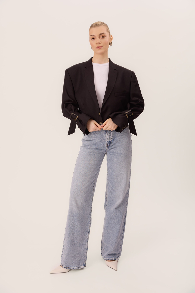 BLACK  FITTED JACKET WITH BUCKLES MODEL No5