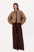 SHORT BEIGE NATURAL SHEEPSKIN WITH STRIPES