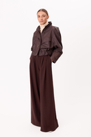 CHOCOLATE BOMBER LEATHER JACKET