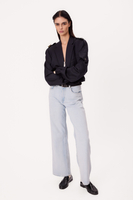 SHORT NAVY BLUE TALL STRIPED BOMBER JACKET