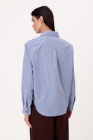BLUE STRIPED OVERSIZED REGULAR SHORT SHIRT WITH DETACHABLE PADS
