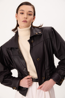 PLUM BOMBER LEATHER JACKET