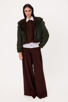 SHORT DARK GREEN NATURAL SHEEPSKIN