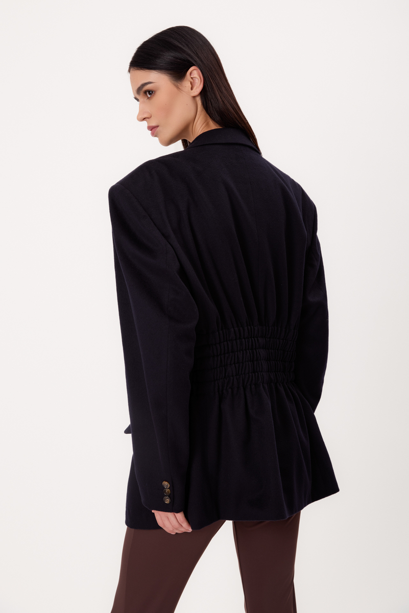 LONG DOUBLE-BREASTED NAVY BLUE CASHMERE JACKET MODEL No4