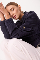 NAVY BLUE VELVET BOMBER JACKET