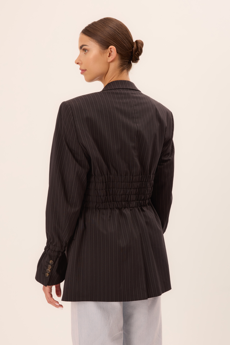 BLACK CLASSIC FITTED WOOL BLAZER WITH LIGHT PINSTRIPE MODEL No2
