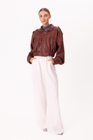 BROWN BOMBER LEATHER JACKET