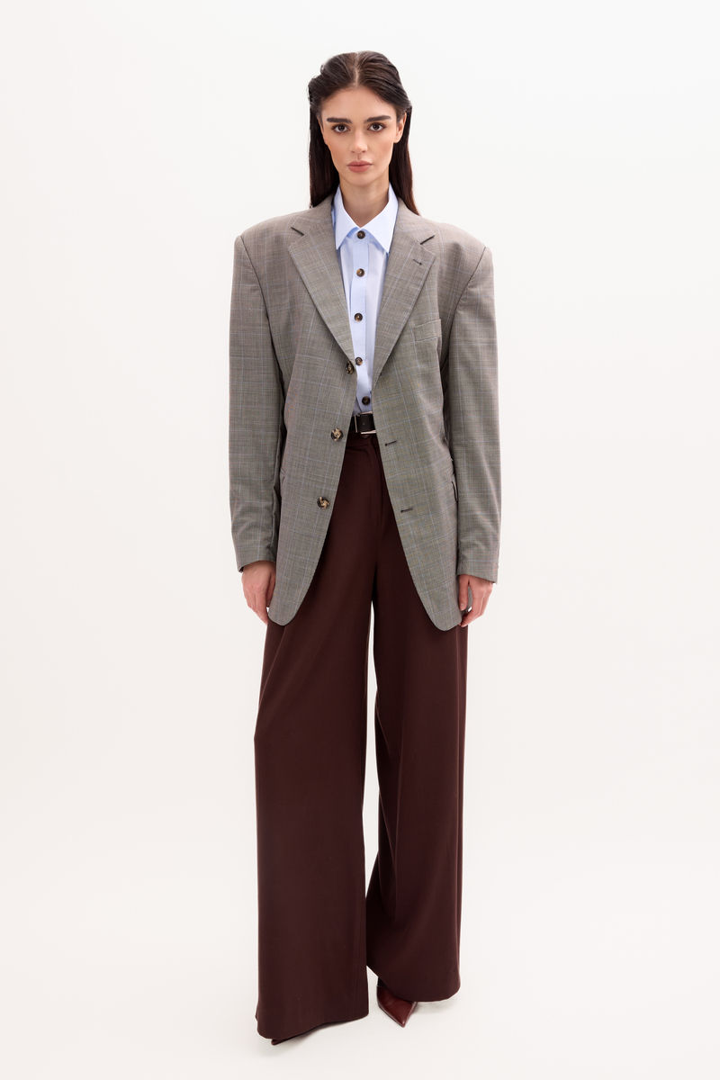 GRAY JACKET MODEL No4 WITH BLUE CHECKERED