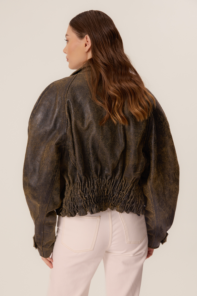 HEAVY WEARED OVERSIZE LEATHER JACKET