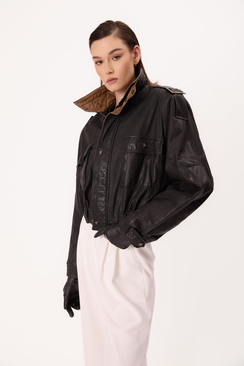 BLACK OVERSIZE LEATHER JACKET