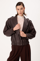 BOMBER CUT BROWN LEATHER JACKET