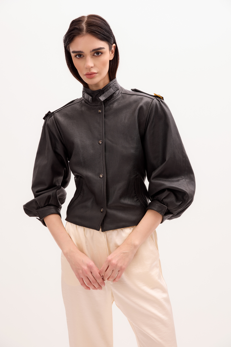 BLACK KIMONO LEATHER JACKET 