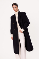 MIDI DARK NAVY BLUE ADJUSTABLE WAIST WOOL COAT