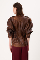 LONG BROWN DIPPED LEATHER JACKET