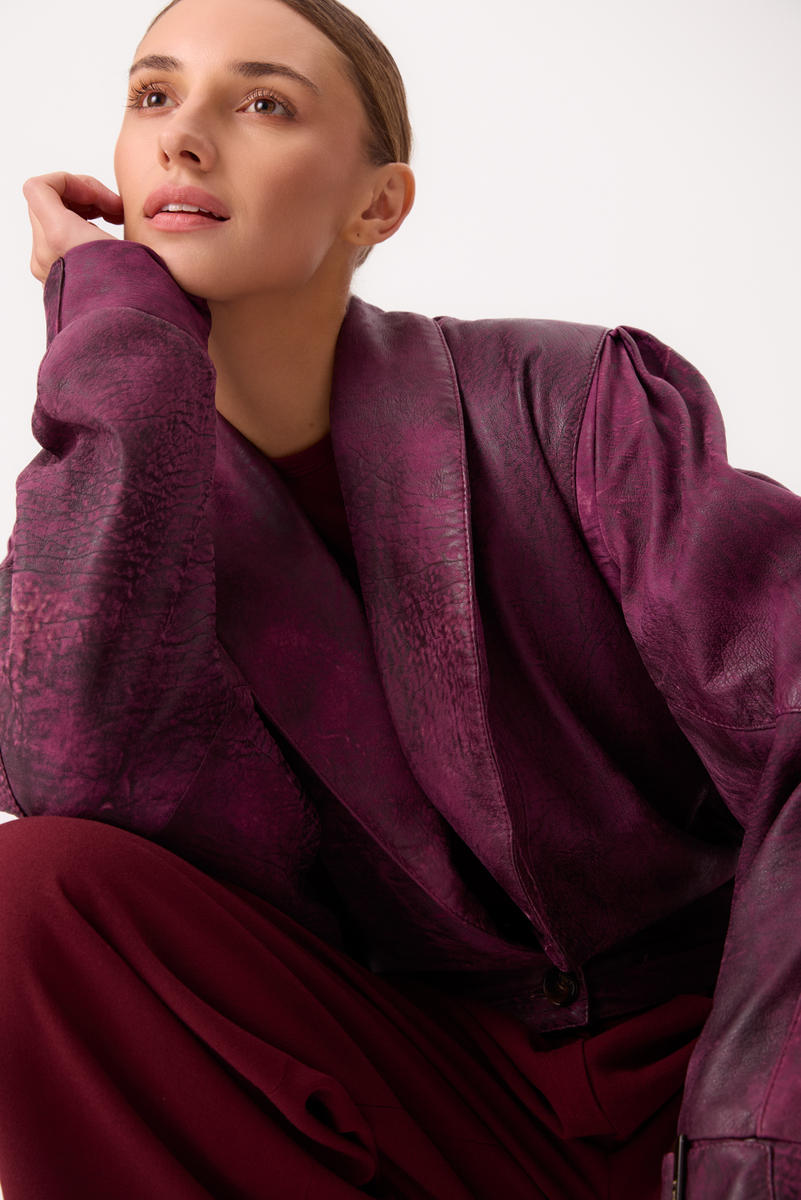 PINK DIPPED LEATHER JACKET