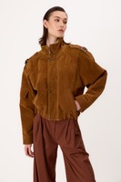 BROWN SUEDE BOMBER JACKET