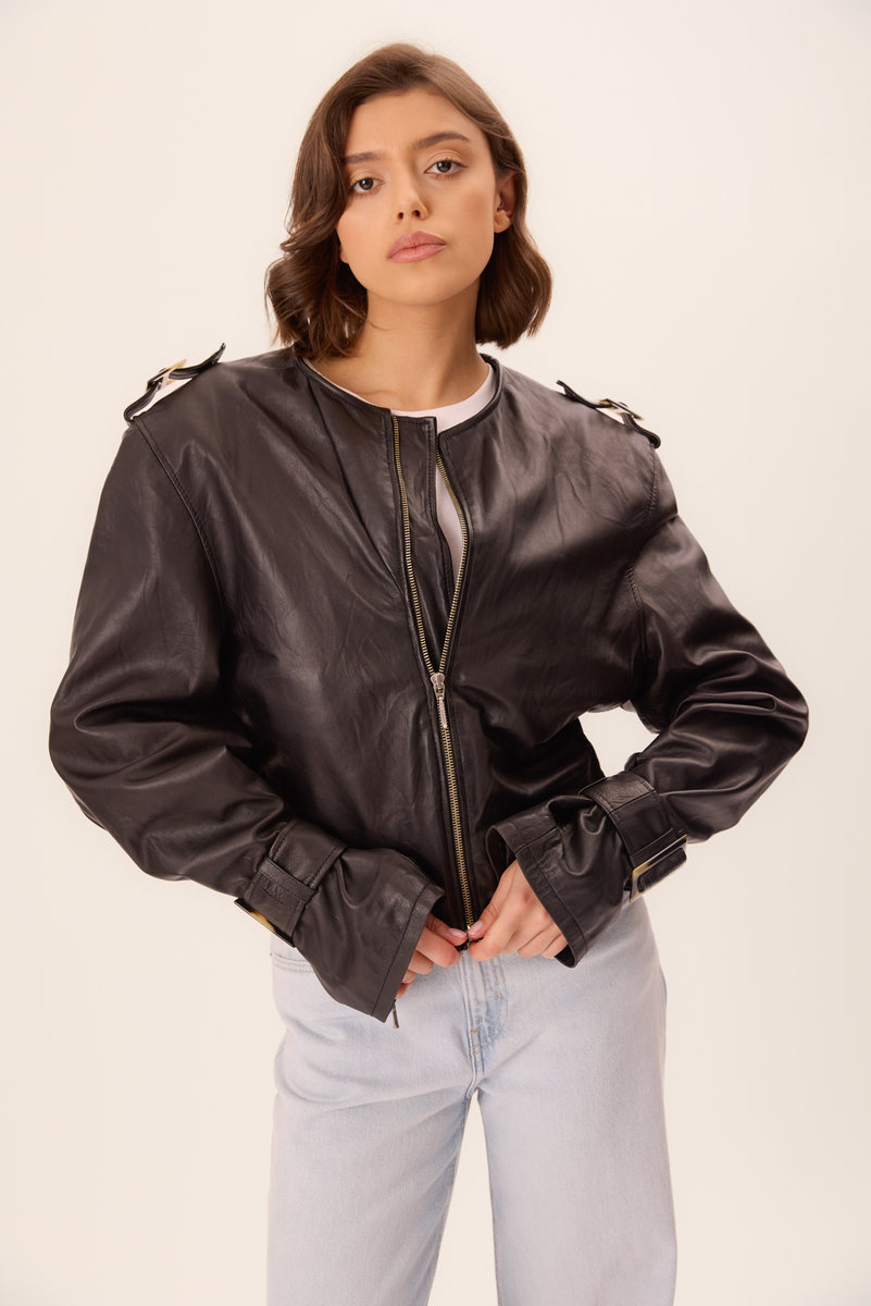 BLACK SHORT LEATHER JACKET