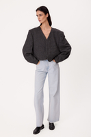 SHORT STRAIGHT GRAY REGULAR HERRINGBONE JACKET