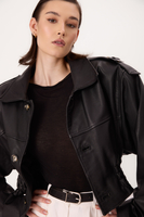 BLACK OVERSIZE LEATHER JACKET