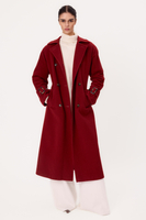MIDI BURGUNDY WAIST ADJUSTABLE WOOL COAT WITH BUCKLES
