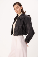 BLACK FITTED SHORT LEATHER JACKET