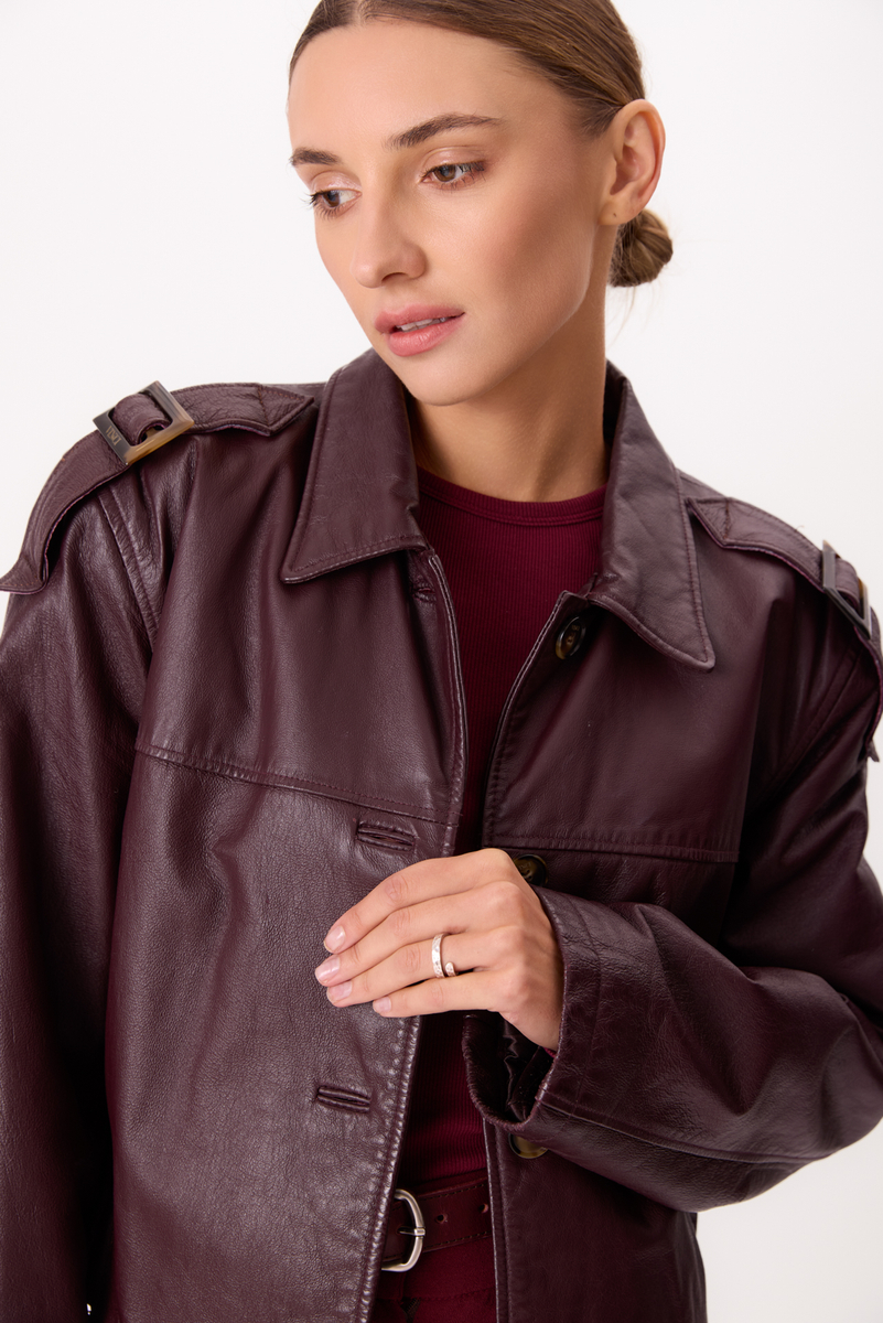 BURGUNDY LEATHER JACKET
