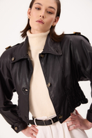 BLACK FITTED SHORT LEATHER JACKET