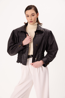 PLUM BOMBER LEATHER JACKET