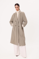 MIDI GRAY ADJUSTABLE WAIST WOOL COAT