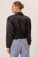 BLACK SHORT WAISTED LEATHER JACKET