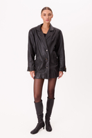 LONG WAISTED LEATHER JACKET WITH BUCKLES