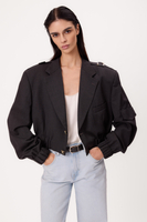 PLAIN BLACK TALL BOMBER JACKET WITH EPAGUINS