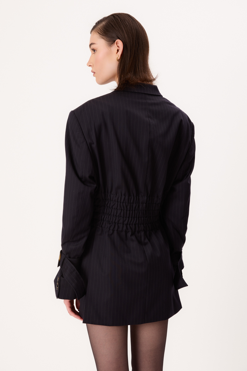 NAVY BLUE SLIM FIT BLAZER WITH BUCKLES MODEL No6