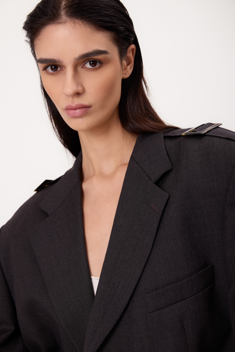 PLAIN BLACK TALL BOMBER JACKET WITH EPAGUINS