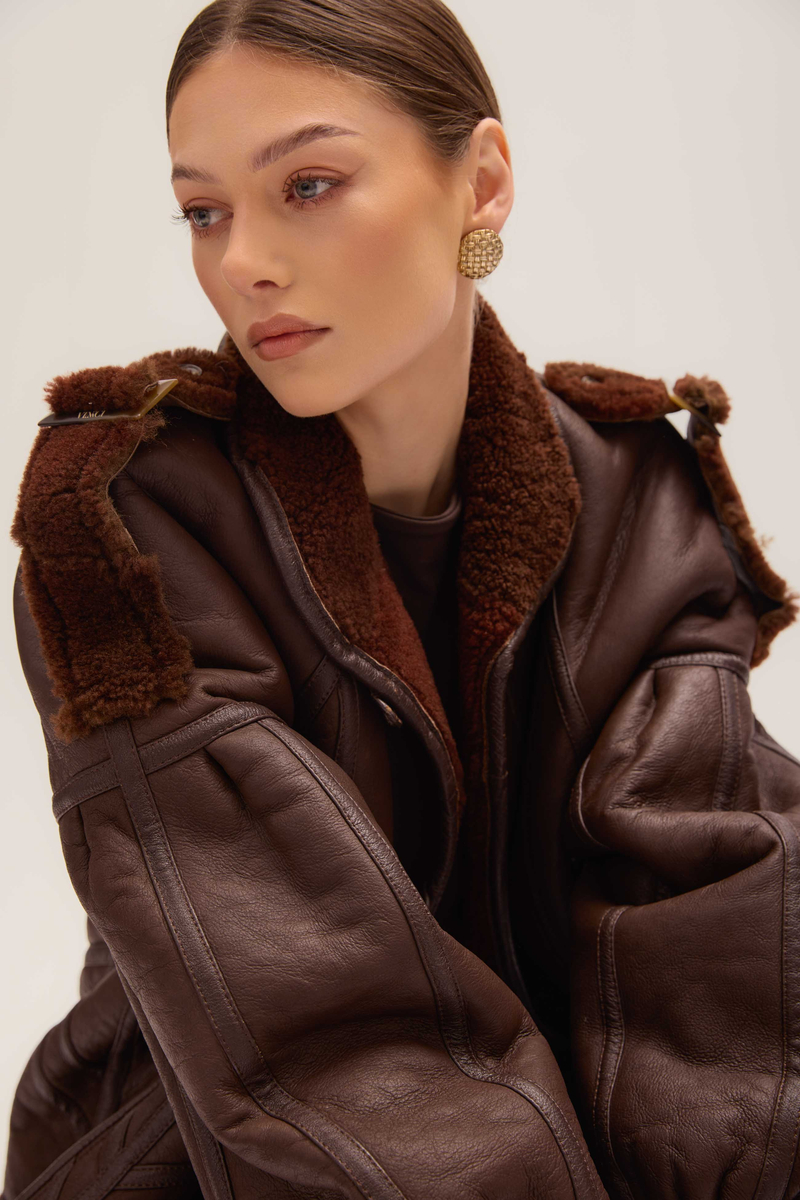 LONG BROWN NATURAL SHEEPSKIN