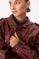 BROWN BOMBER LEATHER JACKET