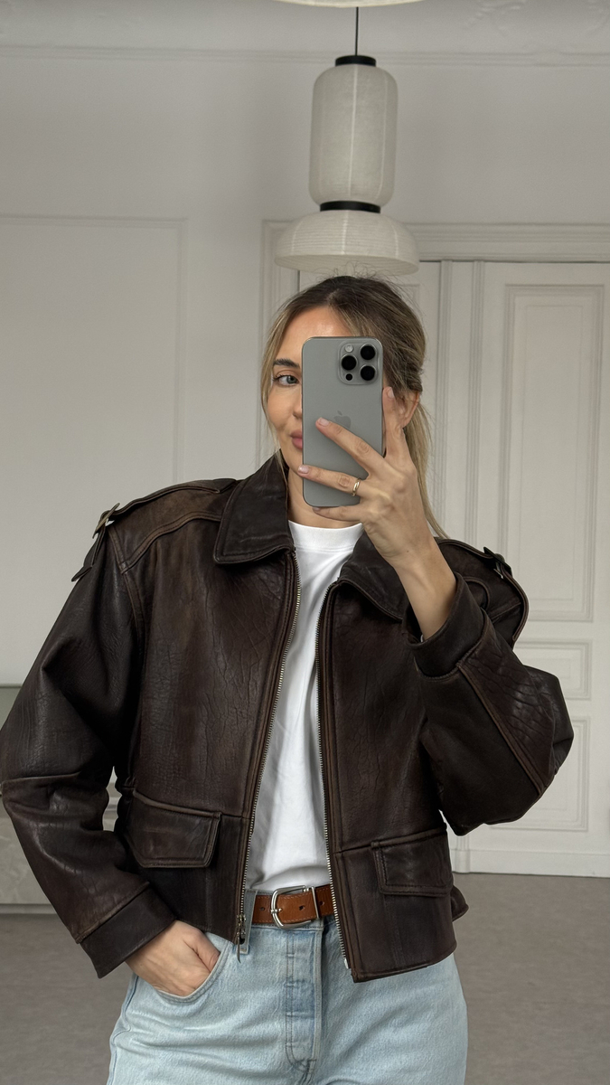 CHOCOLATE DIPPED LEATHER JACKET