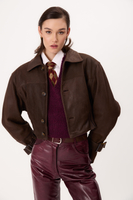 BROWN SUEDE LEATHER JACKET WITH BUCKLES