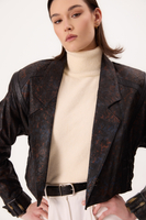 BLACK LEATHER JACKET WITH VINTAGE EMBOSSMENT