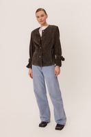 DARK GREEN LONG SUEDE LEATHER JACKET