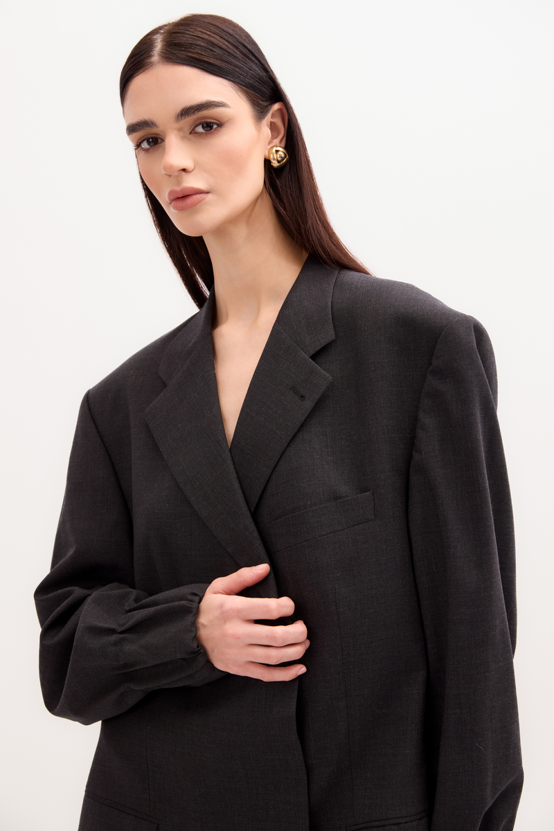 LONG MINIMALIST GRAPHITE JACKET MODEL No8