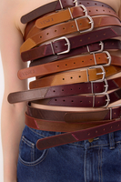 REVERSIBLE LEATHER BELT WITH TURNING BUCKLE – PATCHWORK RED-LIGHT BROWN / CHOCOLATE-BURGUNDY