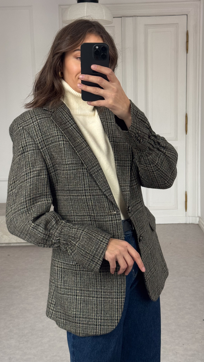 GRAY FITTED BLAZER WITH BLACK CHECKER MODEL No2