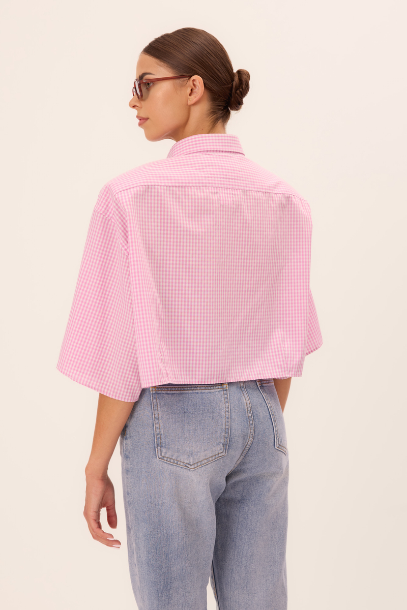 PINK CHECKED SHIRT WITH DETACHABLE PADS