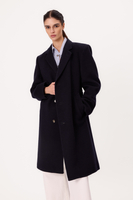 MIDI NAVY BLUE CLASSIC ADJUSTABLE WAIST WOOL COAT