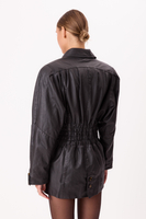 LONG WAISTED LEATHER JACKET WITH BUCKLES