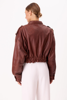BROWN BOMBER LEATHER JACKET