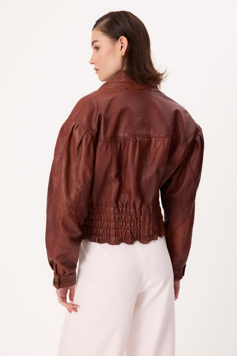 BROWN OVERSIZE LEATHER JACKET