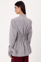 LONG GRAY SMOOTH PETITE JACKET WITH ADJUSTABLE WAIST AND BUCKLES MODEL No6
